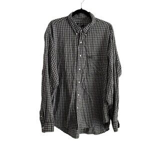 Ralph Lauren Jeans Co Mens SZ XL Black/White Plaid Long Sleeve Button Up Shirt